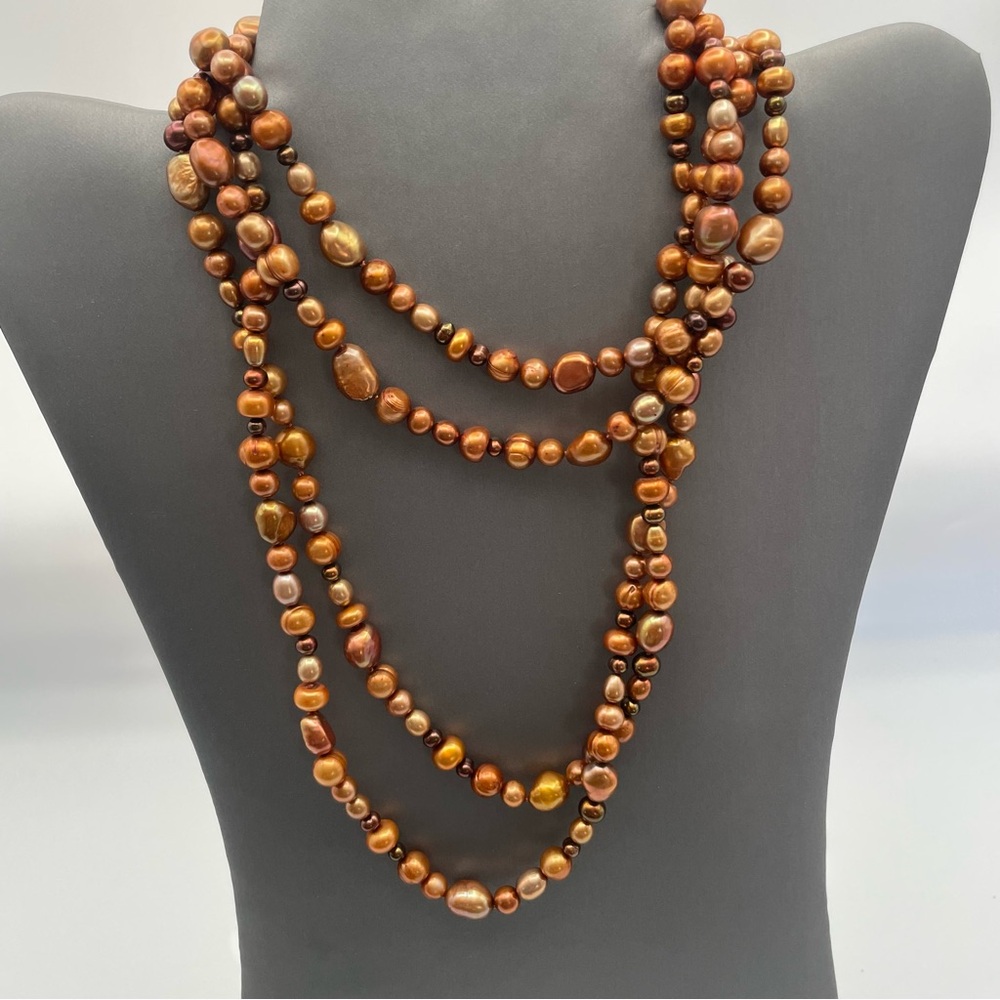 Single Strand Brown Baroque Pearl Necklace